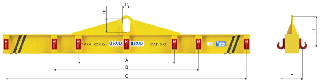 Travessão em barra para içamento de cargas RUD modelo T-A-GSH-S com cotas  